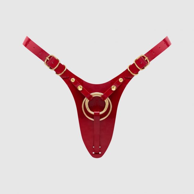 Трусики для страпона Strap-On-Me Leatherette Harness Fabulous - One Size - Red Glossy