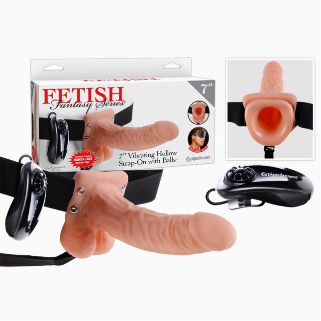 Мужской страпон - 9 Zoll Vibrating Hollow Strap-on with Balls