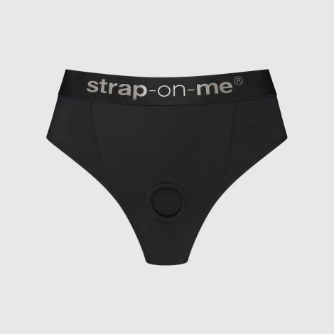 Трусики-бразиліана з фіксацією дилдо Strap-On-Me Harness Lingerie Idole – XS – Black, високі