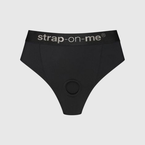 Трусики-бразиліана з фіксацією дилдо Strap-On-Me Harness Lingerie Idole – M – Black, високі