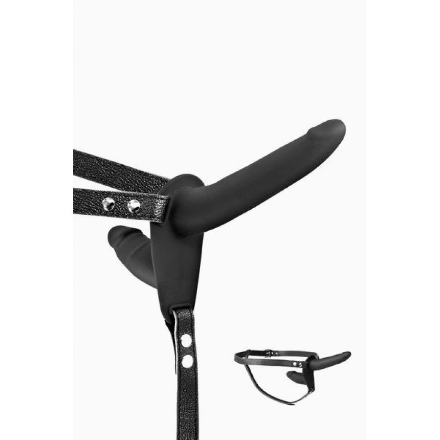 Подвійний страпон Fetish Tentation Strap-On with Double Dildo Black Подвійний страпон Fetish Tentation Strap-On with Double Dildo Black