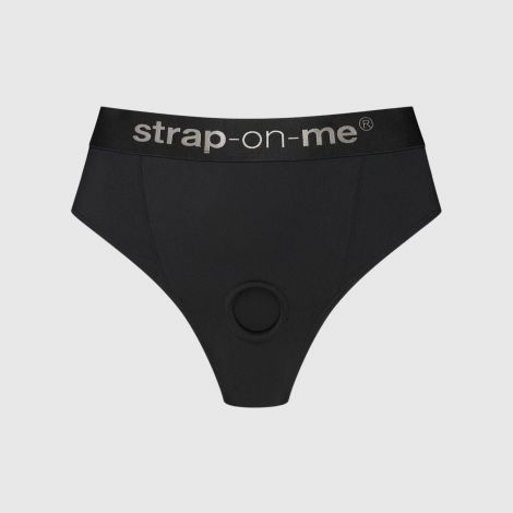 Трусики-бразиліана з фіксацією дилдо Strap-On-Me Harness Lingerie Idole – L – Black, високі