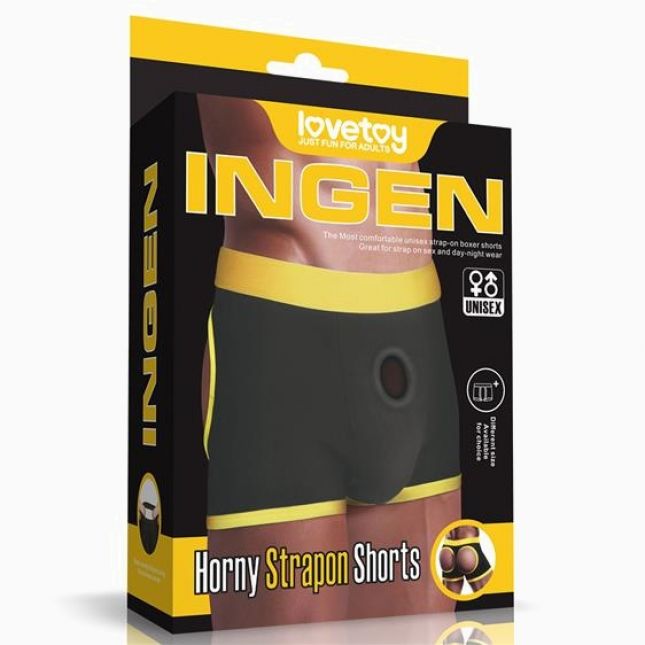 Трусики для страпону - Ingen Horny Strap-On Shorts Black (на талію 84-94 см)