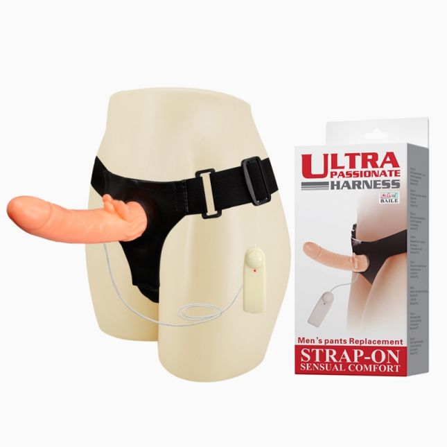 Жіночий страпон - Multi - speed Rotation Harness Flesh, 18 см