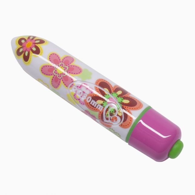 Вибратор Rocks Off Coloured 7 Speed RO-80mm Flower Print (надрыв на упаковке)