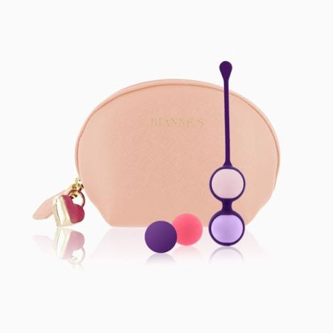 Набір вагінальних кульок Rianne S: Pussy Playballs Nude, маса 15, 25, 35, 55г, монолітні, косметичка