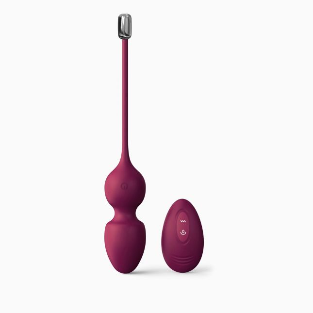 Вагінальні кульки Dorcel LOVE BALLS PLUM, вібрації та рухи внутрішньої кульки, пульт ДК