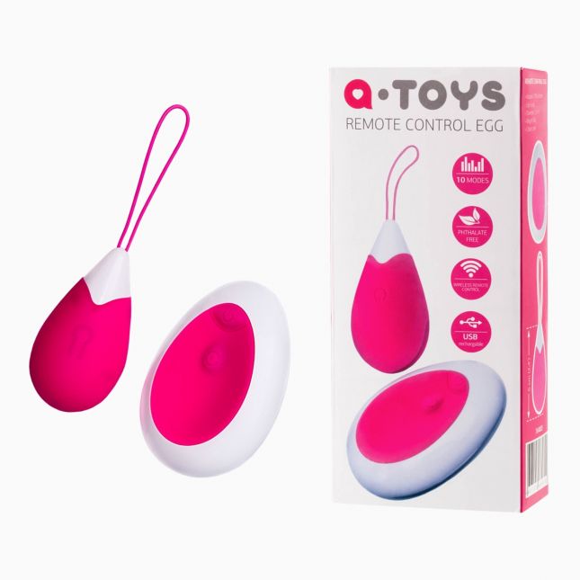 Віброяйце Toyfa A - Toys з пультом ДУ, силікон, рожево-білий, 12 см