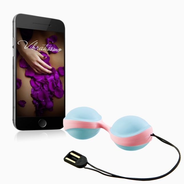 Вагинальные шарики - Vibratissimo DuoBalls Charger, голубой/розовый