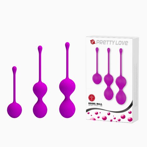 Вагінальні кульки - Pretty Love Kegel Balls Set Pink, 3 шт. Вагінальні кульки - Pretty Love Kegel Balls Set Pink, 3 шт.