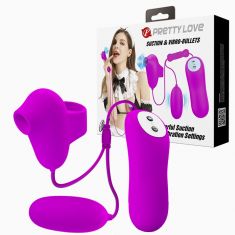 Віброяйце з кліторальним стимулятором - Pretty Love Suction & Vibro Bullets Purple