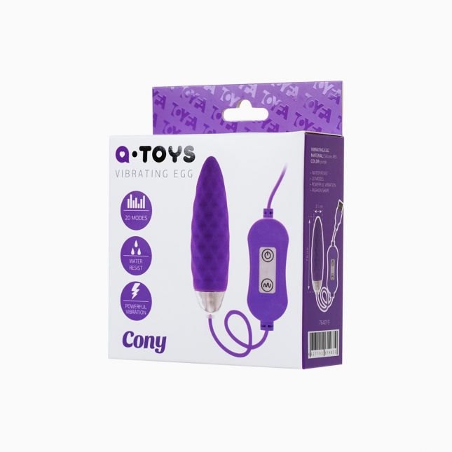 Віброяйце з пультом управління Toyfa A - Toys Cony, силікон, фіолетовий