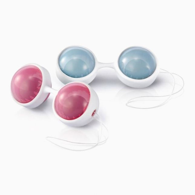 Lelo Luna Beads - вагинальные шарики со смещенным центром тяжести, 3,5 см (розовый с голубым)