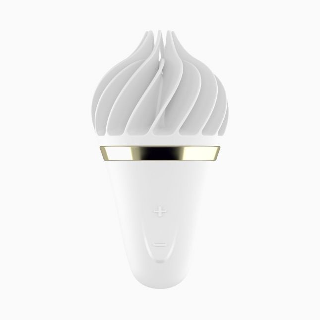 Мороженка спінатор Satisfyer Lay-On - Sweet Treat White/Gold, 10 режимів роботи, водонепроникн.