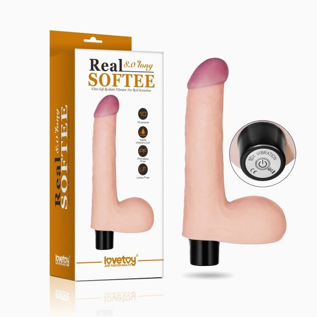Реалістичний вібратор - Real Softee Vibrator With Balls 8" Реалістичний вібратор - Real Softee Vibrator With Balls 8"