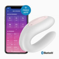 Смарт-вибратор для пар Satisfyer Double Joy White с широким клиторальным стимулятором Смарт-вибратор для пар Satisfyer Double Joy White с широким клиторальным стимулятором