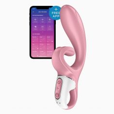 Смарт вибратор кролик Satisfyer Hug Me Pink, 2 мотора, диаметр 4,2см, широкая клиторальная часть