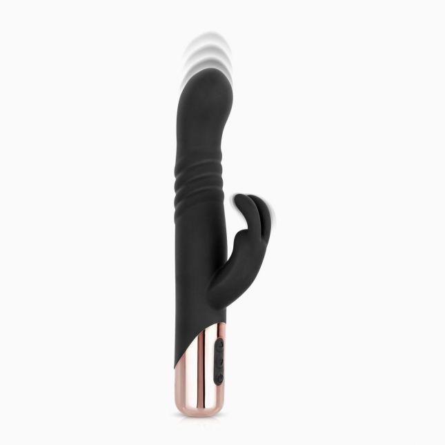 Вібратор-кролик Rosy Gold - Rabbit Vibrator with thrusting function - Black