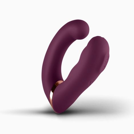 Подвійний вібратор Rocks Off Gemini Burgundy, 2 мотори, по 10 режимів, змінне положення ручки