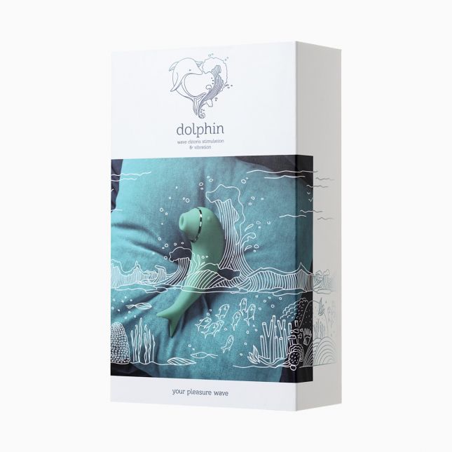 Вакуум-волновой стимулятор клітора і вібратор Dolphin, силікон, бірюзовий, 17,5 см