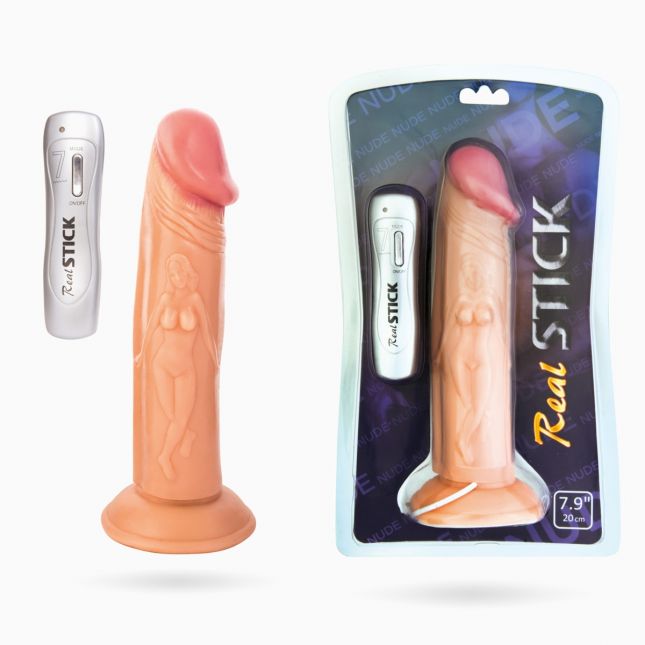 Вібратор Toyfa Realstick Nude реалістичний, 7 режимів вібрації, 19,5 см