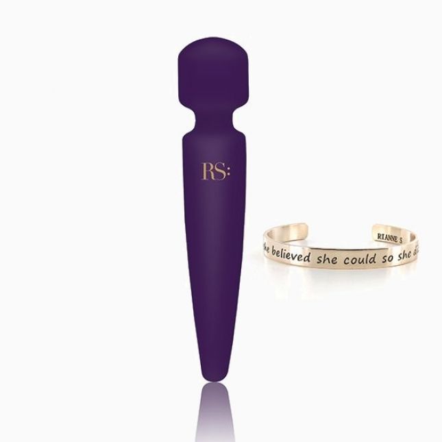 Вібромасажер Rianne S: Bella Mini Wand Purple, 10 режимів роботи, медичний силікон, подарункове пако