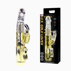 Комп'ютерний вібратор - Gold Lover, Vibr, Rotat, Clear - Gold, 22,5 см