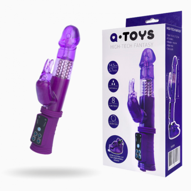 Вибратор с клиторальным стимулятором Toyfa A-Toys, TPR, Фиолетовый, 22 см