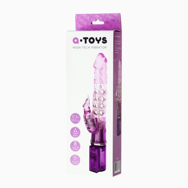 Вибратор с клиторальным стимулятором Toyfa A-Toys High-Tech Fantasy, TPE, фиолетовый, 26,5 см