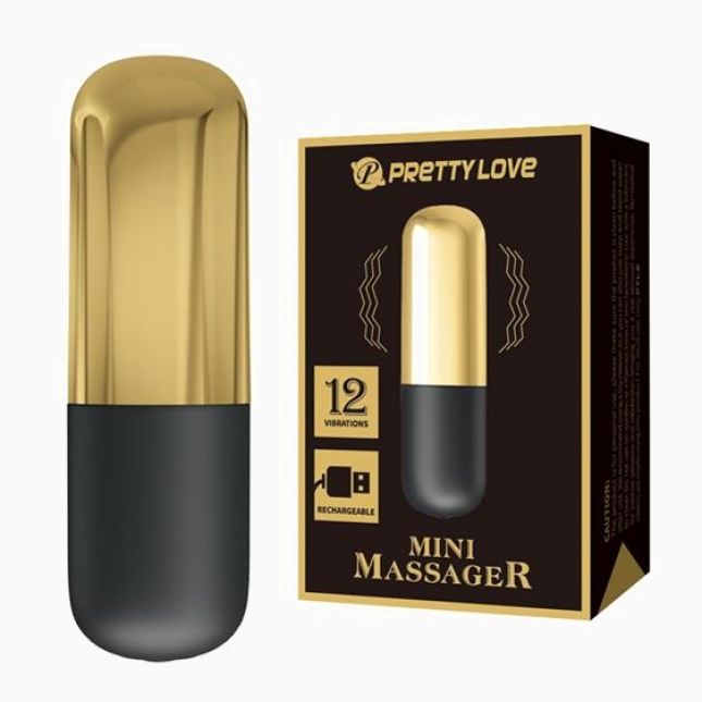 Вібратор - Pretty Love Mini Massager Bullet Black Gold