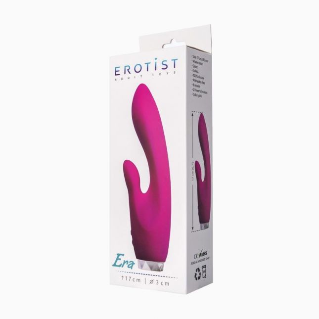 Вібратор з кліторальним стимулятором Erotist Era, силікон, рожевий, 18 см