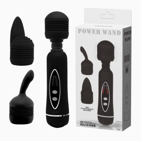 Вібратор зі змінними насадками - Power Wand Massage Kit Black Вібратор зі змінними насадками - Power Wand Massage Kit Black