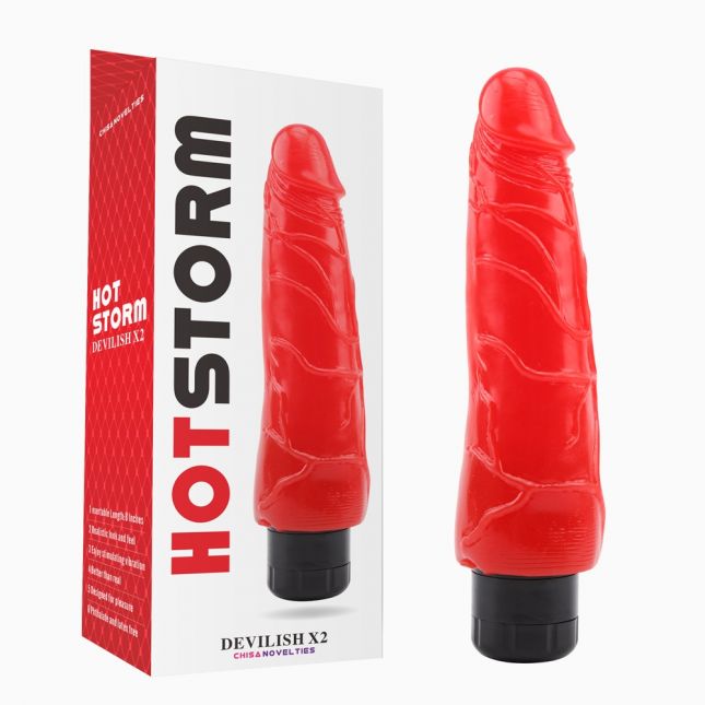 Реалистичний вибратор - Hot Strom Devilish Vibrator X2 Red