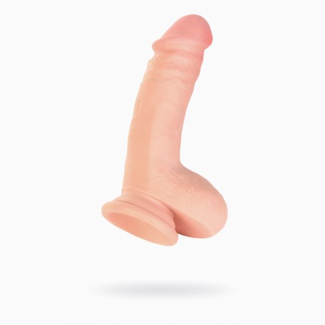 Реалістичний вібратор Toyfa RealStick Elite Vibro, TPR, тілесний, 7 режимів вібрації, 18,5 см