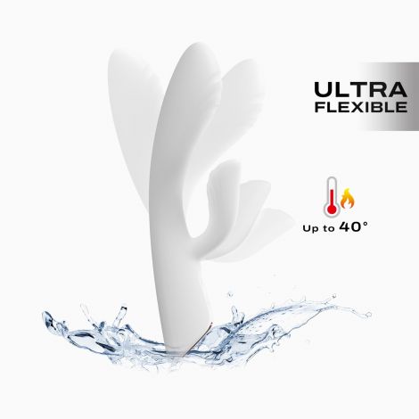 Вібратор-кролик з підігрівом Dorcel FLEXI RABBIT WHITE, гнучкий стовбур