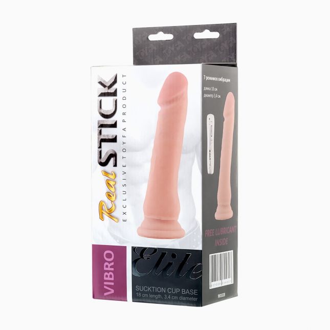 Реалістичний вібратор Toyfa RealStick Elite Vibro, TPR, тілесний, 7 режимів вібрації, 21 см