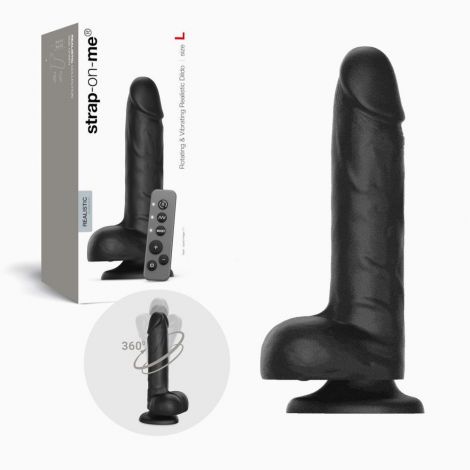 Фалоімітатор з вібрацією та ротацією Strap-On-Me Rotating & Vibrating Realistic Dildo – L – Black