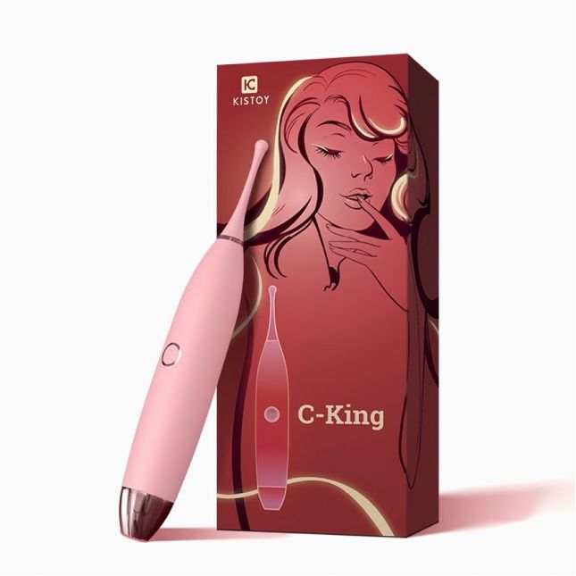Клиторальный вибратор KISTOY C-King Pink, с двумя доп. насадками, мощная точечная стимуляция