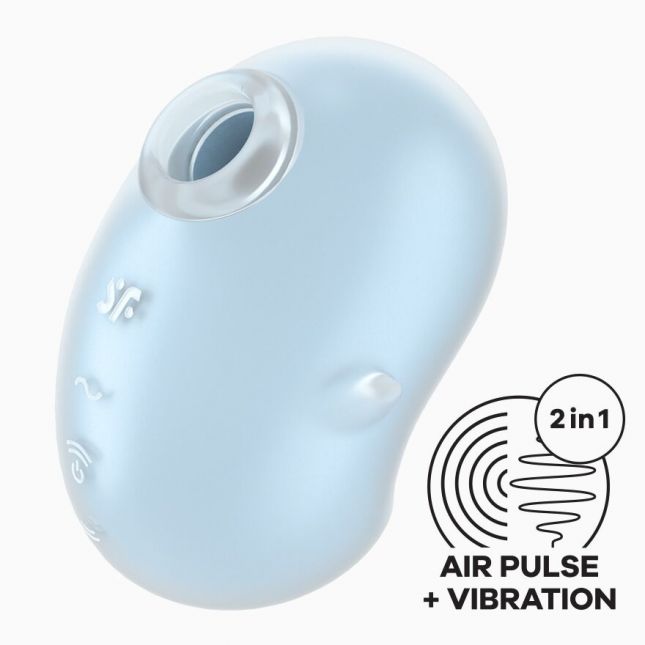 Вакуумный клиторальный стимулятор с вибрацией Satisfyer Cutie Ghost Blue