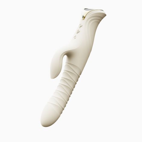 Смарт пульсатор-кролик з вібрацією Zalo Mose 2 Ivory White, підігрів до 42 °C, кристал Swarovski