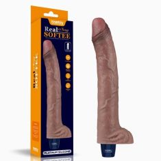 Вібратор - Real Softee Rechargeable Silicone Vibrating Dildo 11"