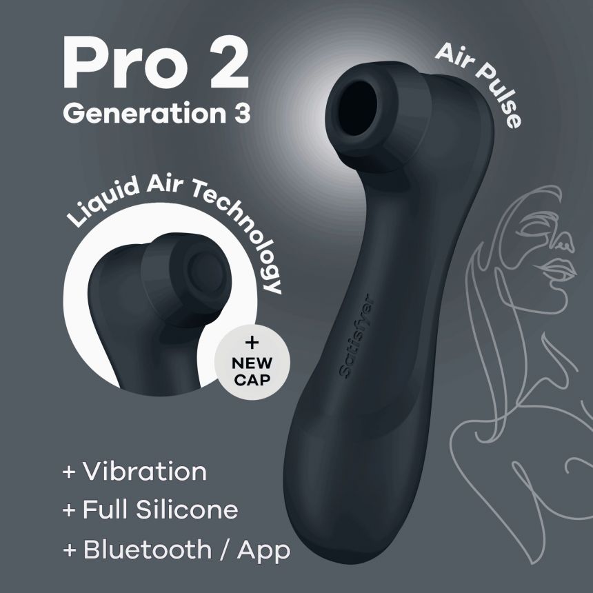 Вакуумний кліторальний стимулятор Satisfyer Pro 2 Generation 3 with Liquid Air Connect App Dark Grey Вакуумний кліторальний стимулятор Satisfyer Pro 2 Generation 3 with Liquid Air Connect App Dark Grey