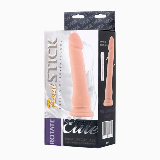 Ротатор Toyfa RealStick Elite на присоску, тілесний, SoftSkin, 7 режимів обертання, 18 см