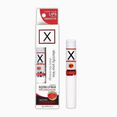 Стимулювальний бальзам для губ унісекс Sensuva - X on the Lips Strawberry з феромонами, полуниця