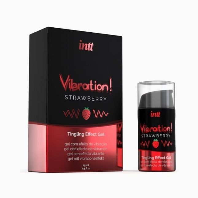 Intt Vibration Strawberry - жидкий вибратор со вкусом клубники, 15 мл