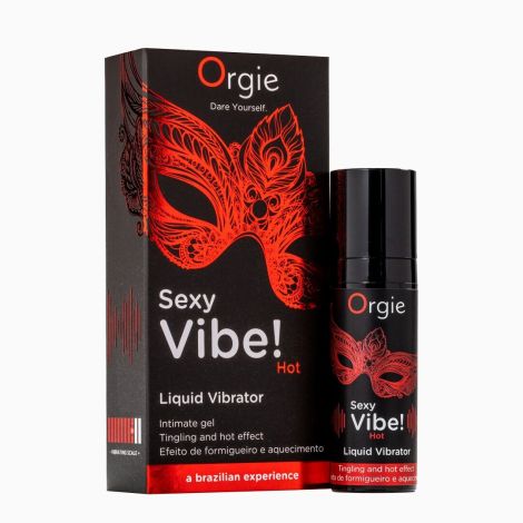 Рідкий вібратор Orgie Sexy Vibe! Hot, 15 мл, зігрівальний, дуже потужний, зі смаком полуниці