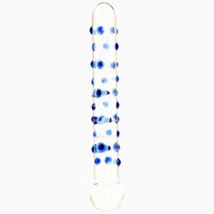 Скляний стимулятор Dotted Ice Dual Teaser Clear Blue, 18х2, 8 см
