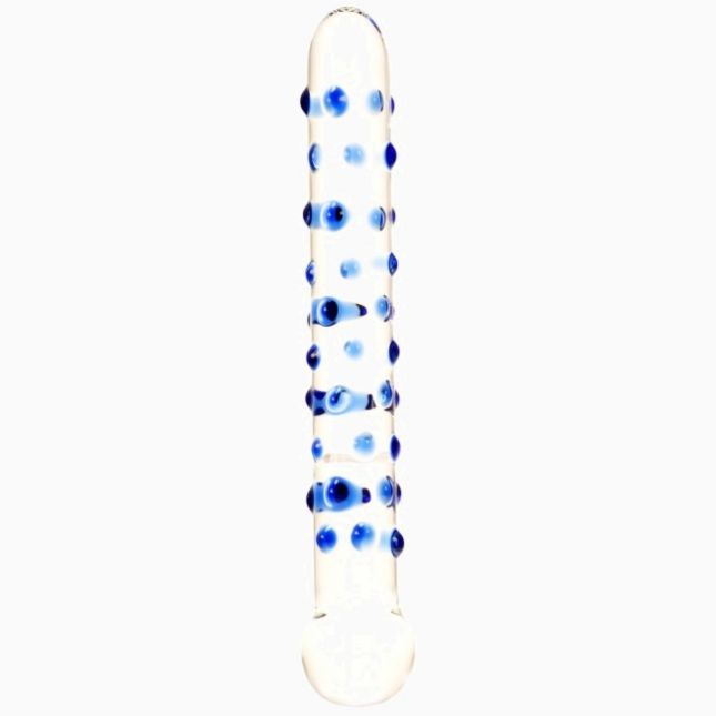 Скляний стимулятор Dotted Ice Dual Teaser Clear Blue, 18х2, 8 см