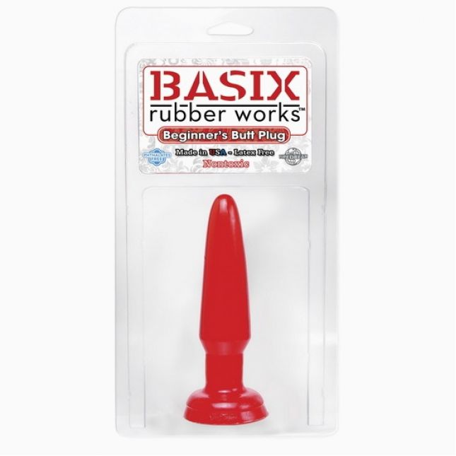 Анальна пробка BASIX, червоний, 9Х2, 5 см