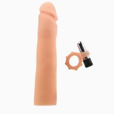 Насадка для збільшення члена з віброкільцем TLC® CyberSkin® 3 - in - 1 Vibrating X - tra Cock